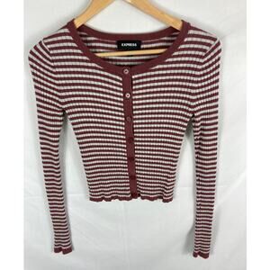 Express Striped Button Front Cropped Top Size XS